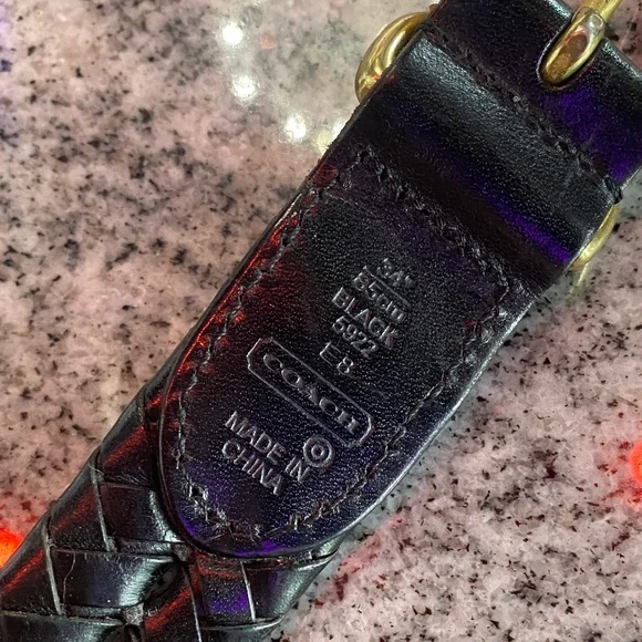 Coach Vintage Black Braided Leather Belt with Gold Buckle size 34 - Picture 2 of 5